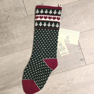 Specialties in Wool Christmas Stocking Vintage 80's Herringbones and Hearts NEW